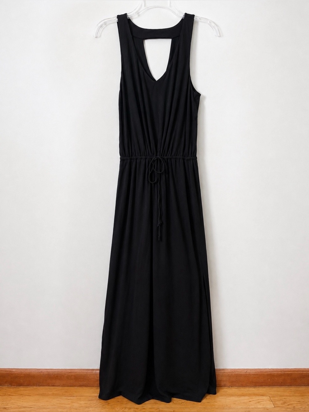 Banana Republic Black Sleeveless Maxi Dress with Drawstring Waist